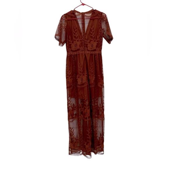 Red Lace Beach Dress Women’s | Boho Loose Fit Long Dress | Vacation Holiday - Picture 2 of 3